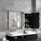 Basicwise 3-Door Aluminum Bathroom Medicine Cabinet, Round Corner Framed Door - Versatile Recessed Medicine Cabinet or Surface Mount, Mirrored Door Cabinet with Adjustable Glass Shelves, Matte Black